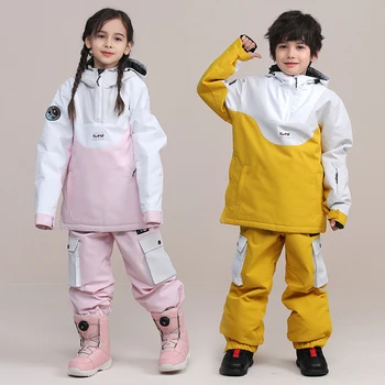 2023 Nové Deti Lyžiarske Oblek Dievčatá Chlapci Teplá Vonkajšie Snowboardová Bunda Detský Lyžiarsky Set Vetru Nepremokavá Zimné Oblečenie Snehu Nohavice