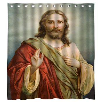 Boh Kresťanskej Plagát Nordického Náboženstva Portrét Ježiša Sprchový Záves Tým, Že Ho Ma Lili Pre Kúpeľňa Decor