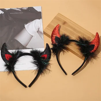Halloween Cosplay Vlasy Príslušenstvo Žien Demon Horn Vlasy Hoop Bull Ucho Hairband Gotický Demon Horn-Tvarované Strana Dodávky