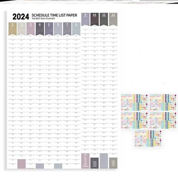 2024 Stene Visí Kalendár Plán List Stenu, Nálepky Denný Plán Planner List Do Zoznamu Agenda Organizer Cieľom Riadenia